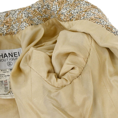 Chanel 1993 Setup Suit Jacket Skirt Tweed Brown #38