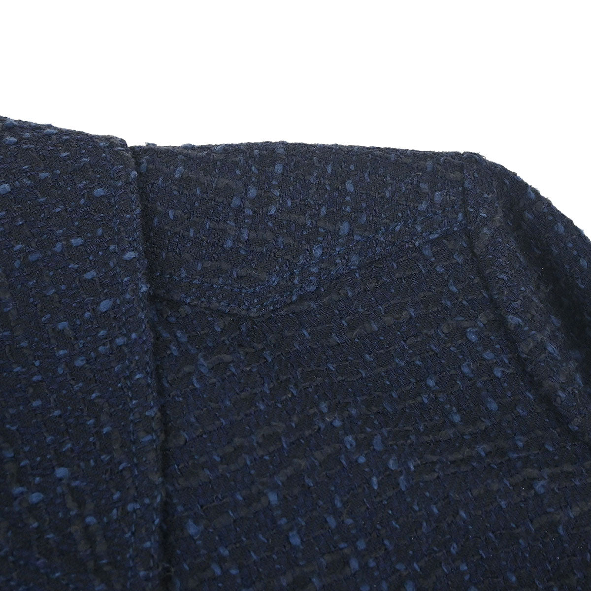 Chanel 2001 Setup Suit Jacket Skirt Tweed Navy #40 #38