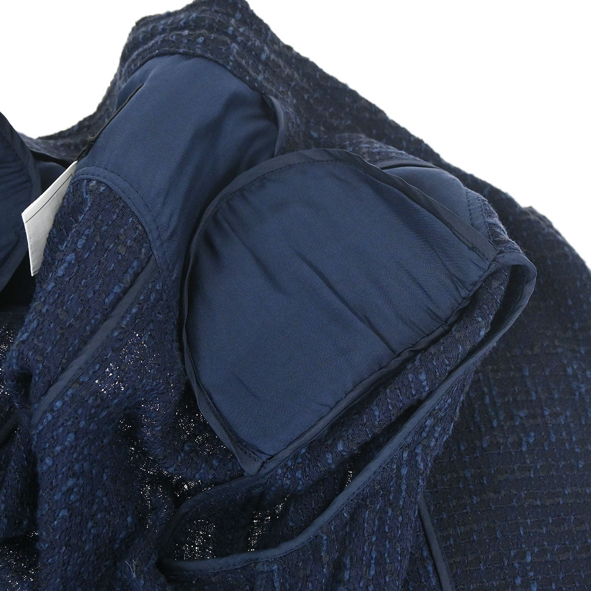 Chanel 2001 Setup Suit Jacket Skirt Tweed Navy #40 #38