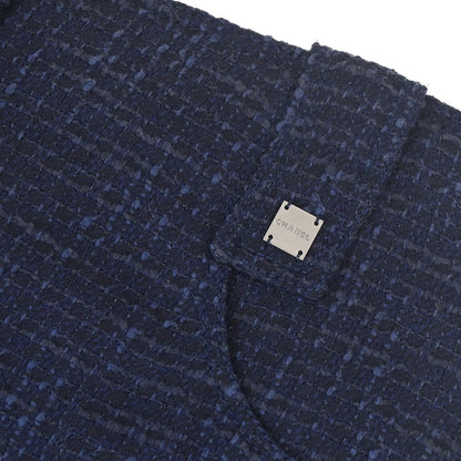 Chanel 2001 Setup Suit Jacket Skirt Tweed Navy #40 #38