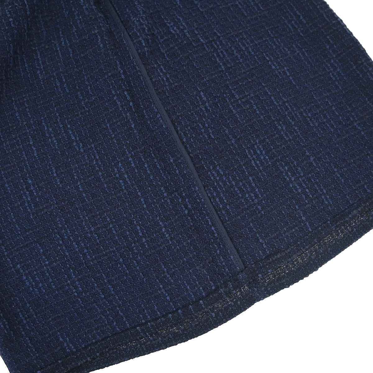 Chanel 2001 Setup Suit Jacket Skirt Tweed Navy #40 #38
