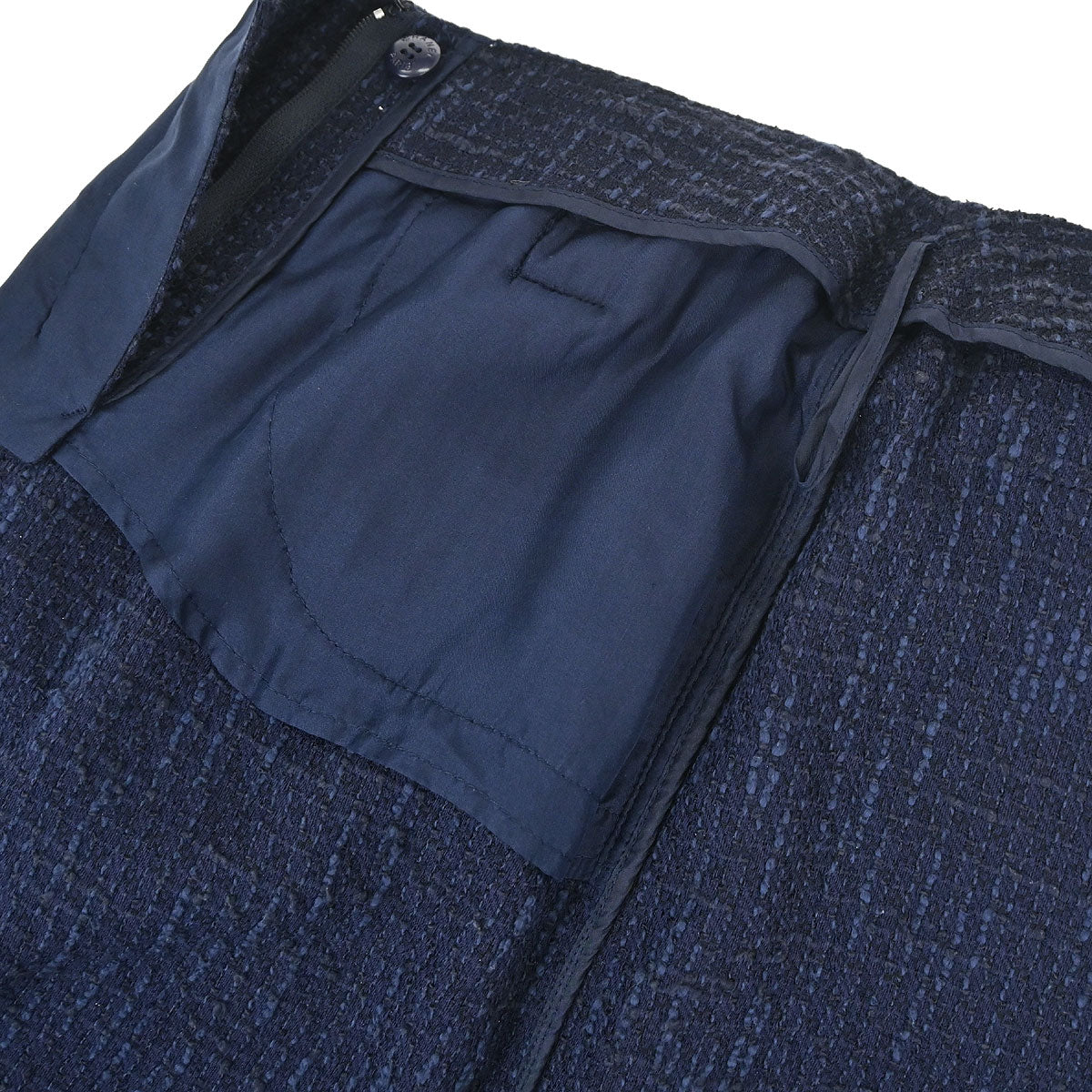 Chanel 2001 Setup Suit Jacket Skirt Tweed Navy #40 #38