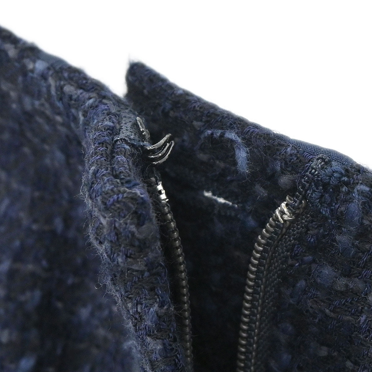 Chanel 2001 Setup Suit Jacket Skirt Tweed Navy #40 #38