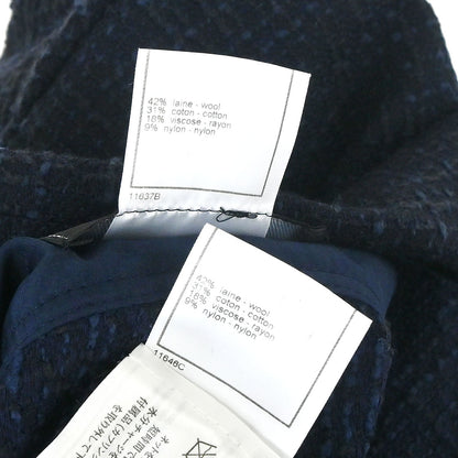 Chanel 2001 Setup Suit Jacket Skirt Tweed Navy #40 #38