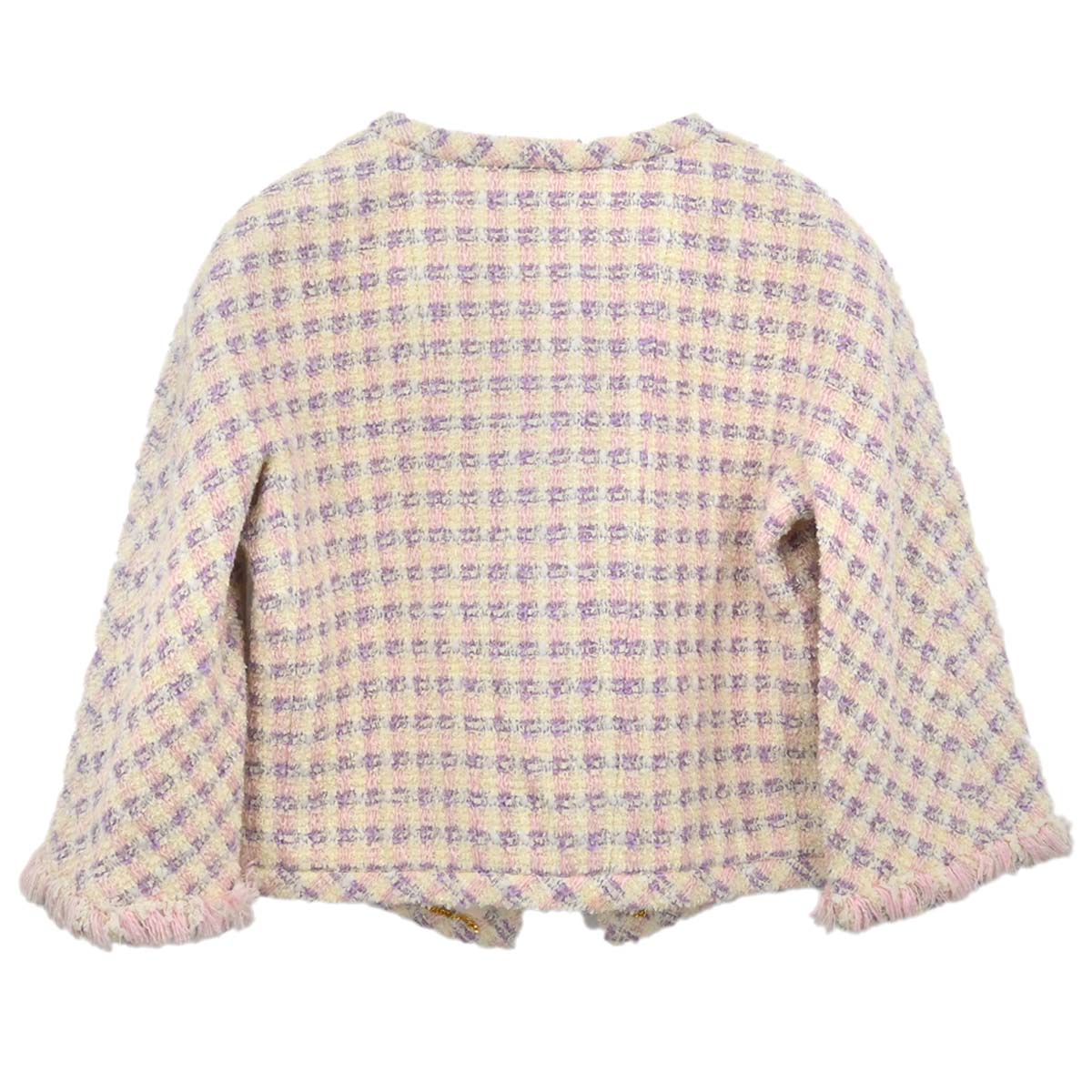 Chanel 1993 Single Breasted Collarless Tweed Jacket Purple #38