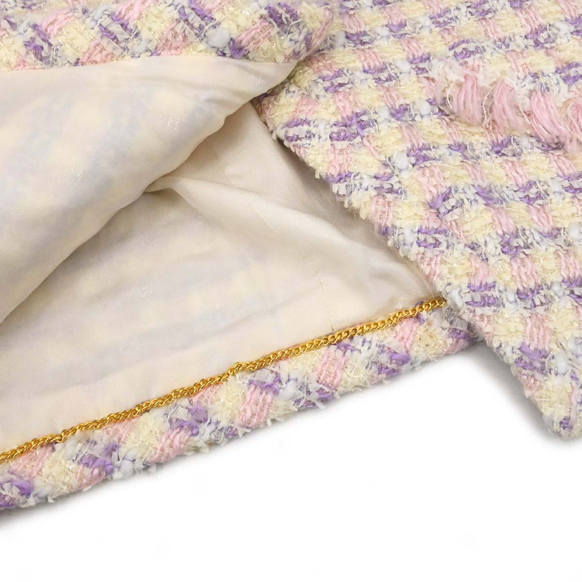 Chanel 1993 Single Breasted Collarless Tweed Jacket Purple #38