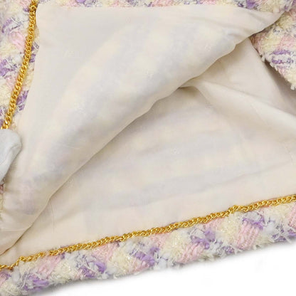 Chanel 1993 Single Breasted Collarless Tweed Jacket Purple #38