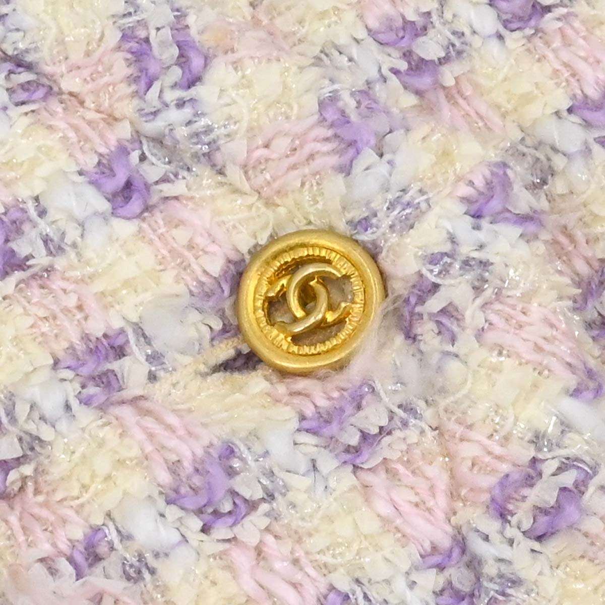 Chanel 1993 Single Breasted Collarless Tweed Jacket Purple #38