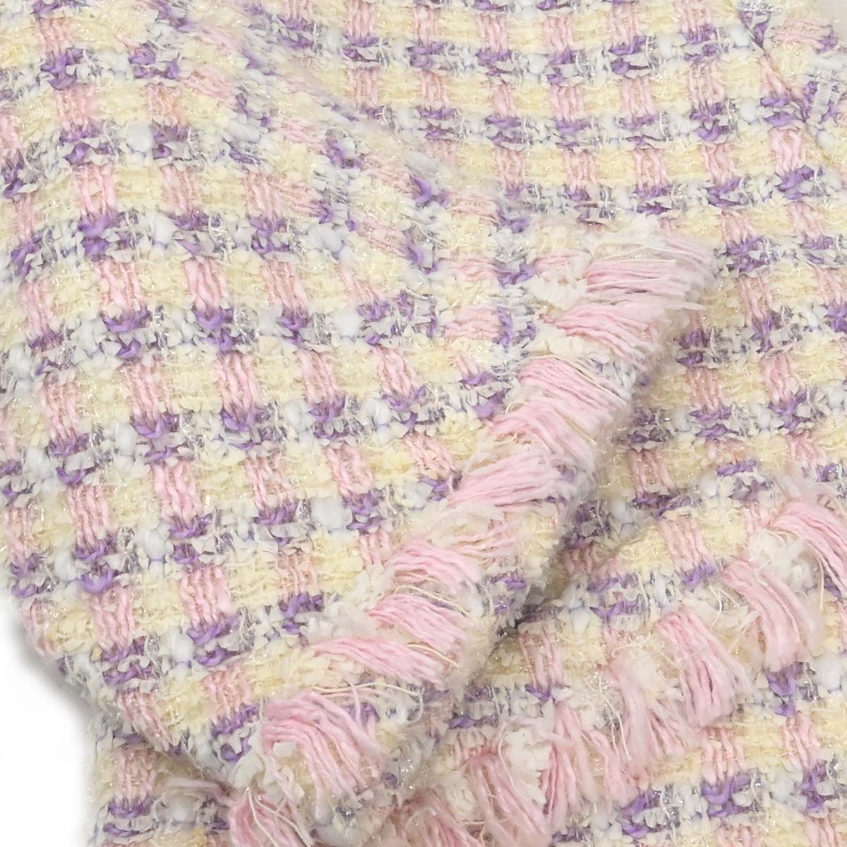 Chanel 1993 Single Breasted Collarless Tweed Jacket Purple #38