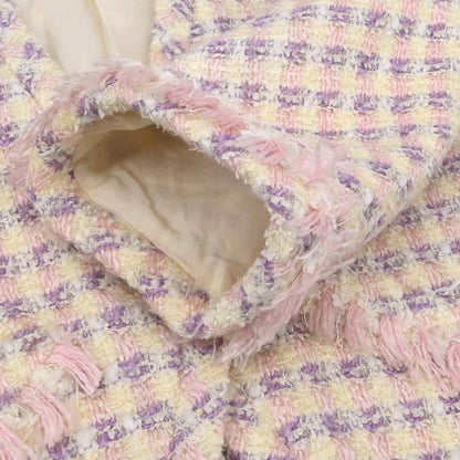 Chanel 1993 Single Breasted Collarless Tweed Jacket Purple #38