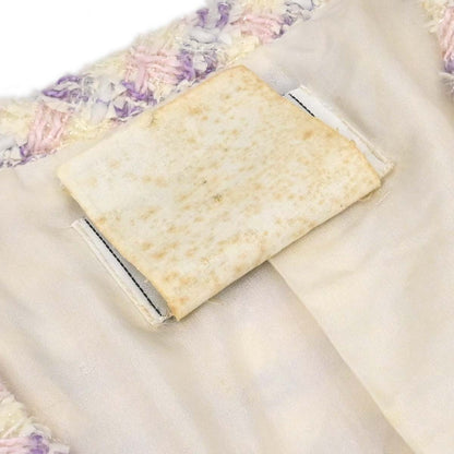 Chanel 1993 Single Breasted Collarless Tweed Jacket Purple #38