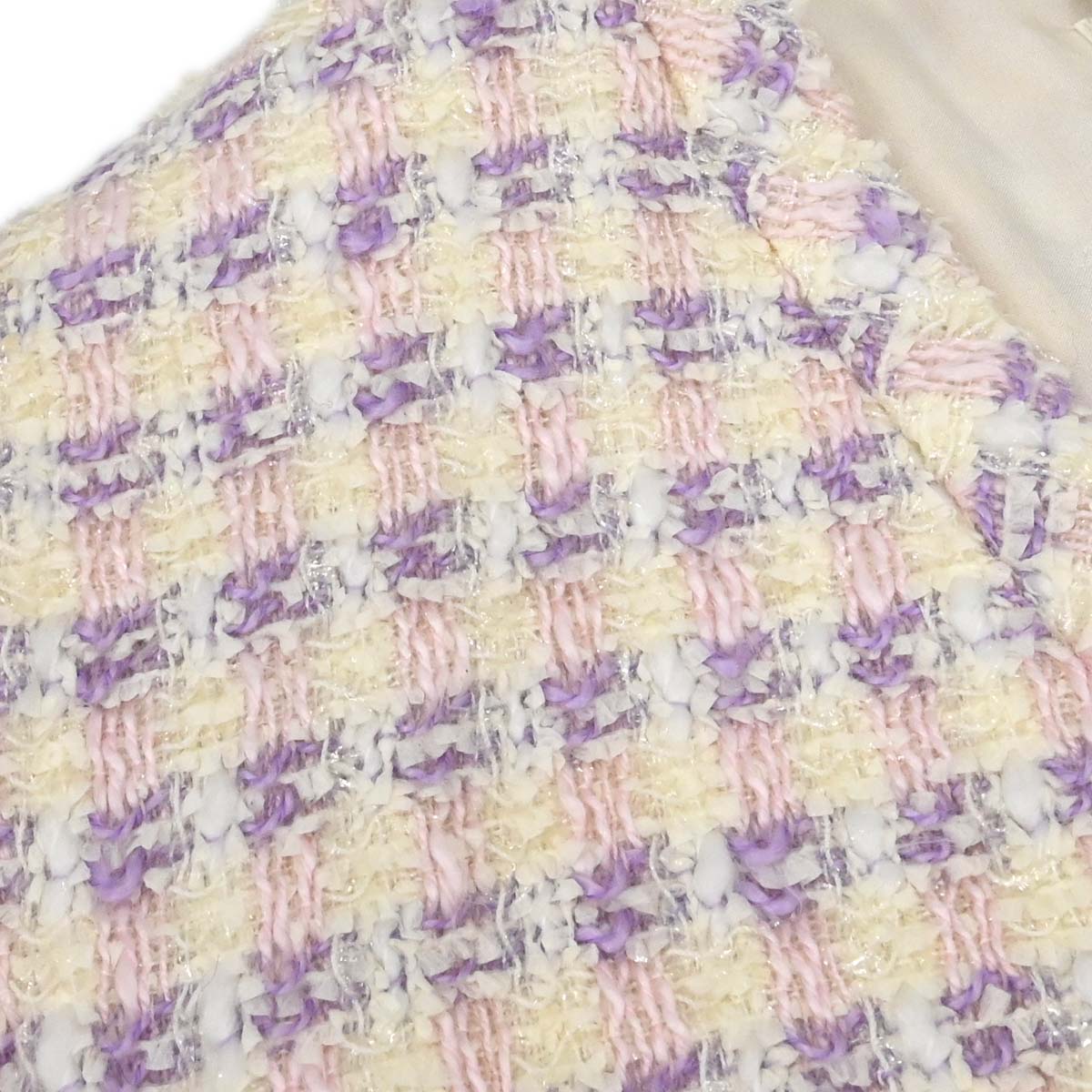 Chanel 1993 Single Breasted Collarless Tweed Jacket Purple #38