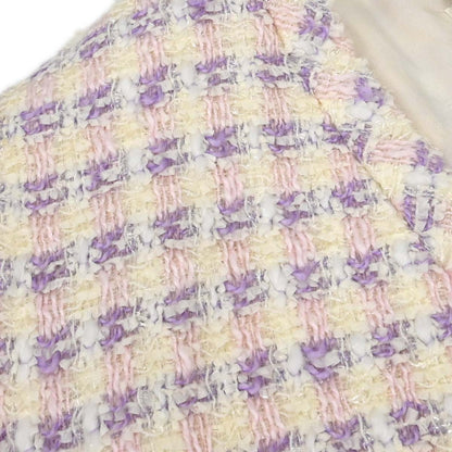 Chanel 1993 Single Breasted Collarless Tweed Jacket Purple #38