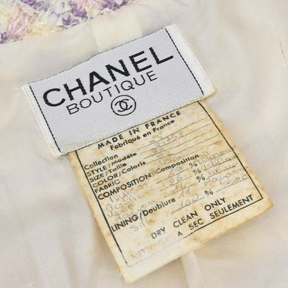 Chanel 1993 Single Breasted Collarless Tweed Jacket Purple #38