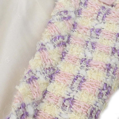 Chanel 1993 Single Breasted Collarless Tweed Jacket Purple #38