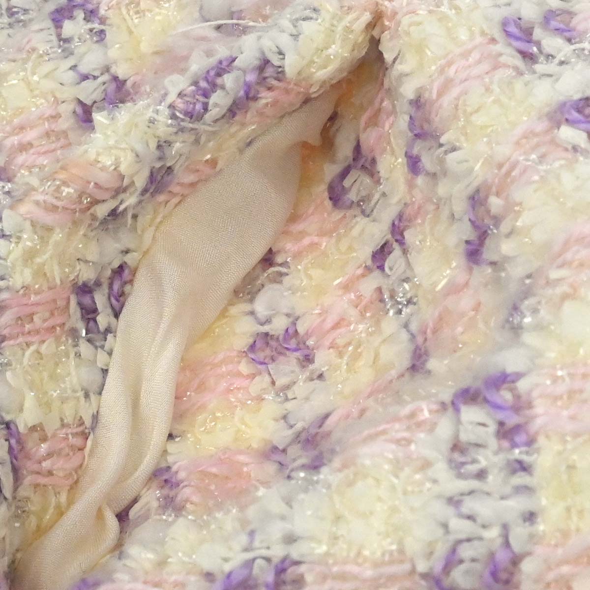 Chanel 1993 Single Breasted Collarless Tweed Jacket Purple #38