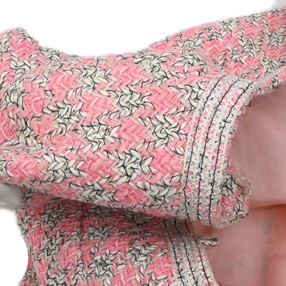 Chanel 1993 Single Breasted Collarless Tweed Jacket Pink #38