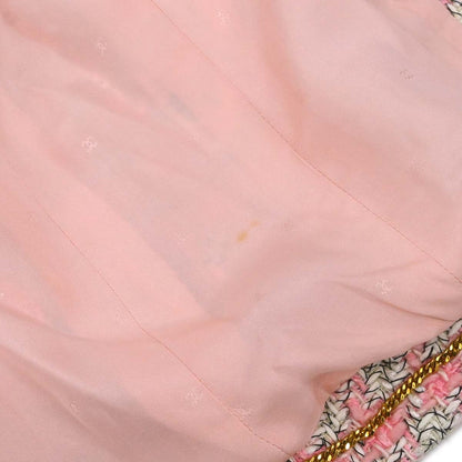 Chanel 1993 Single Breasted Collarless Tweed Jacket Pink #38