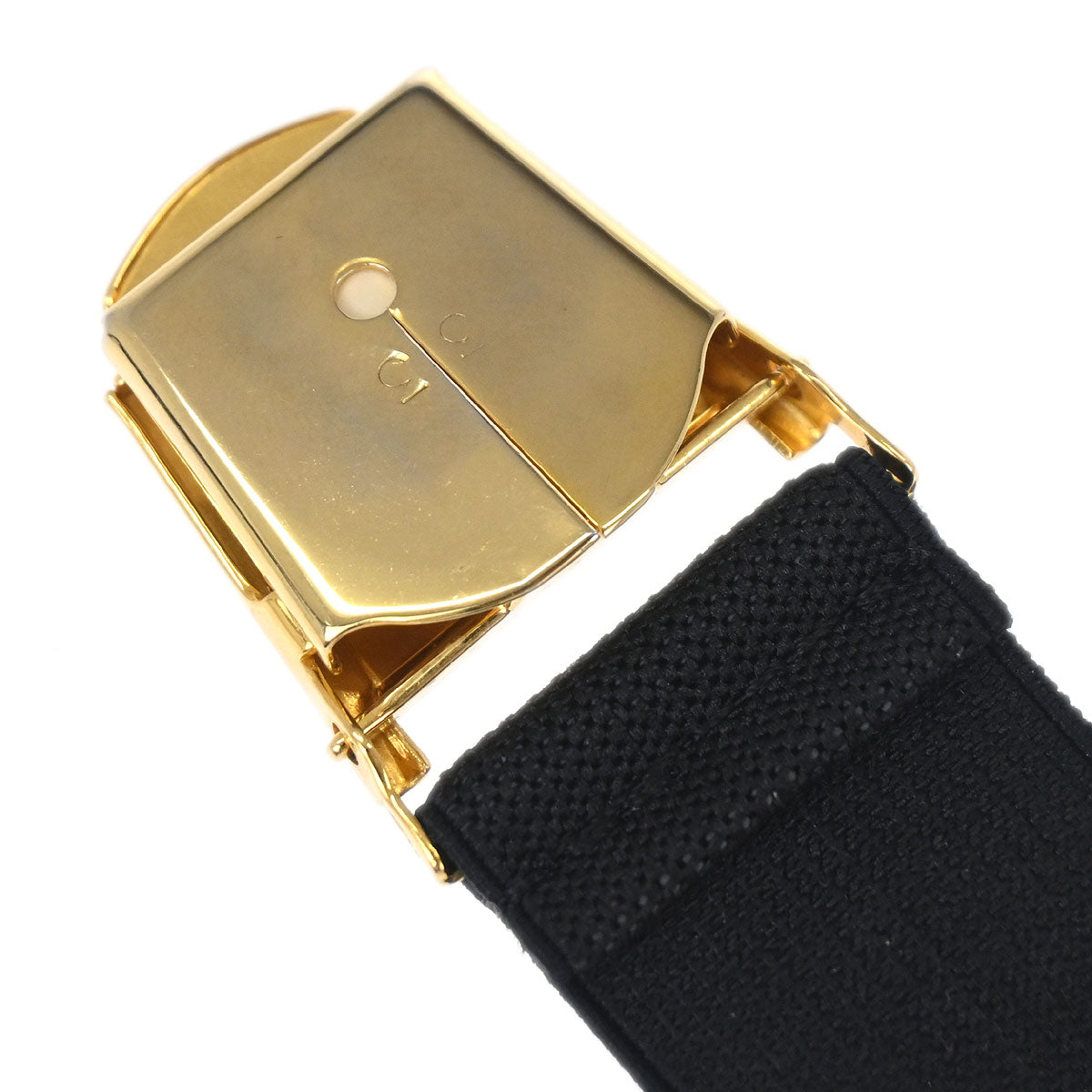 Chanel Black Canvas Logo Clip Armband Wristband 33 Small Good