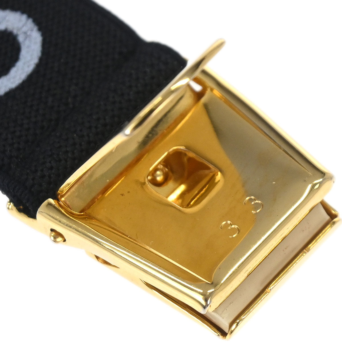 Chanel Black Canvas Logo Clip Armband Wristband 33 Small Good