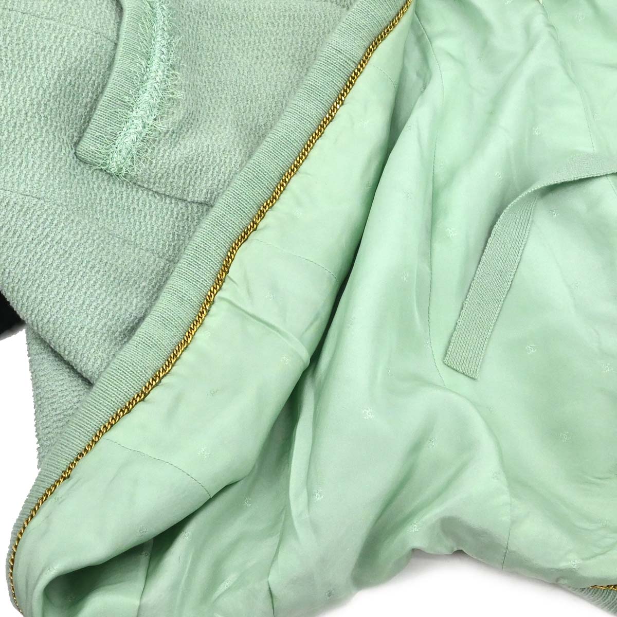 Chanel 1994 Setup Suit Jacket Skirt Mint Green #40