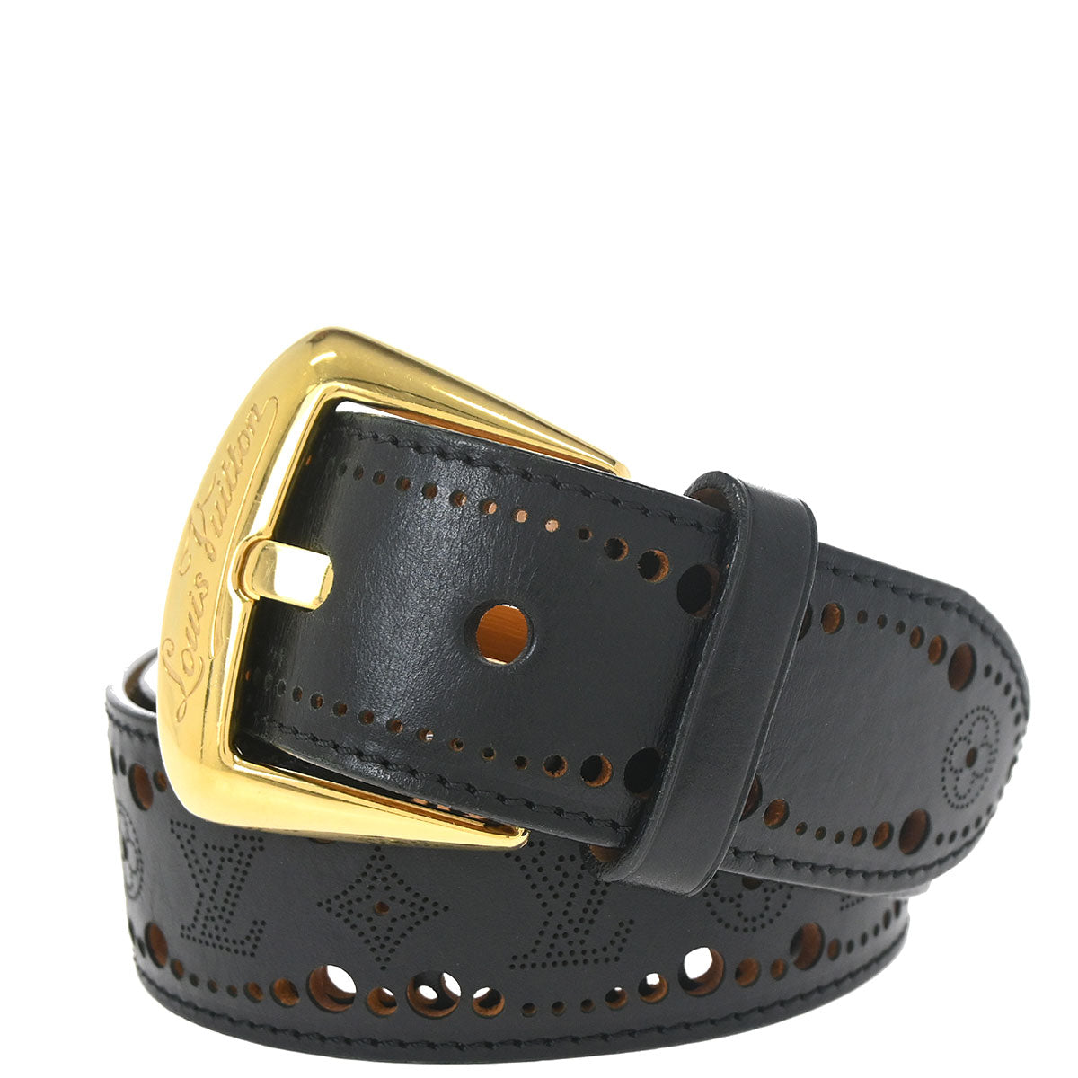 Louis Vuitton Black Nomade Phoenix Punching Belt M9679T #95/38 Small Good