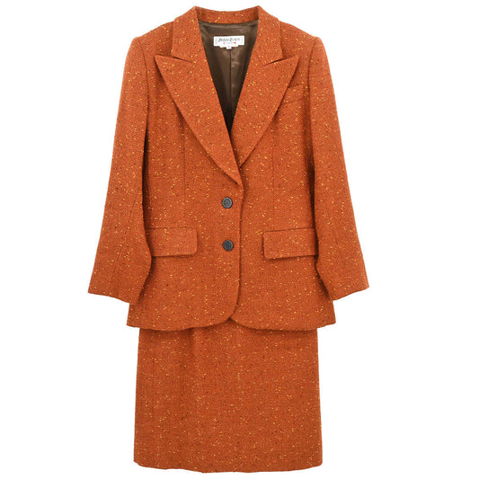 Yves Saint Laurent Setup Suit Jacket Skirt Brown #36