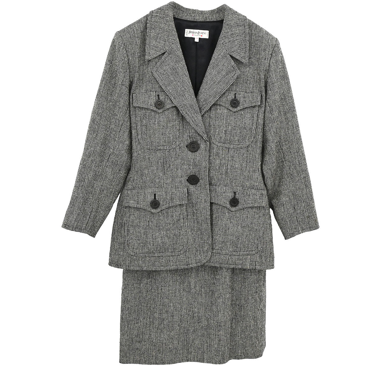 Yves Saint Laurent Setup Suit Jacket Skirt Gray #38