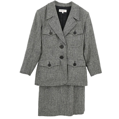 Yves Saint Laurent Setup Suit Jacket Skirt Gray #38