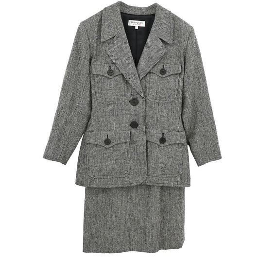 Yves Saint Laurent Setup Suit Jacket Skirt Gray #38