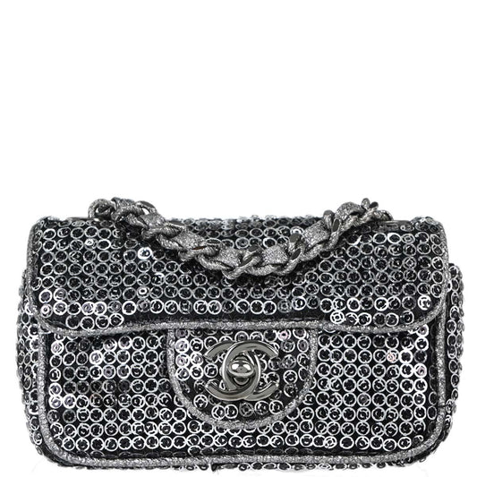 Chanel 2006-2008 Silver Sequins Shoulder Bag