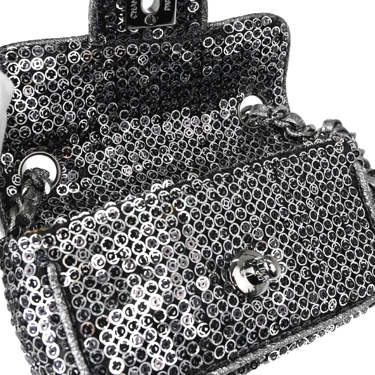 Chanel 2006-2008 Silver Sequins Shoulder Bag