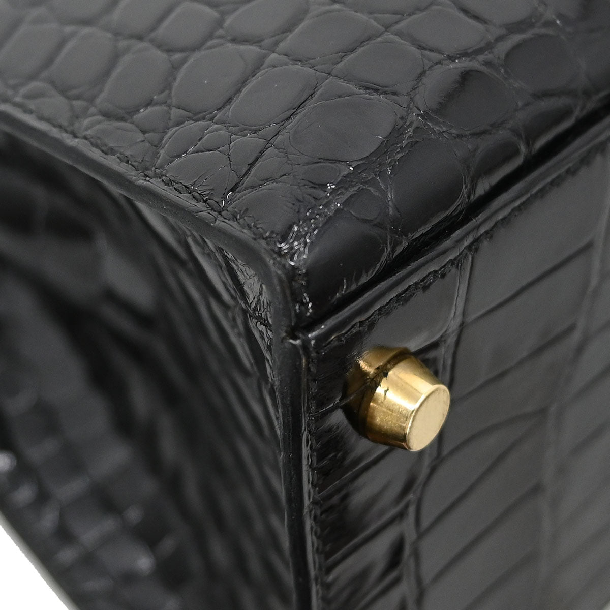 Hermes * Black Alligator Kelly 35 Sellier 2way Shoulder Handbag