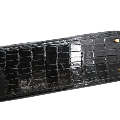 Hermes * Black Alligator Kelly 35 Sellier 2way Shoulder Handbag