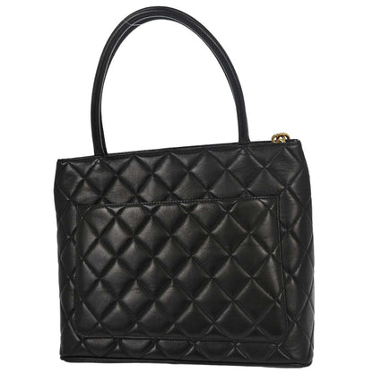 Chanel 1997-1999 Black Lambskin Medallion Tote Handbag