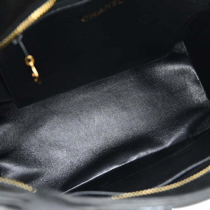 Chanel 1997-1999 Black Lambskin Medallion Tote Handbag