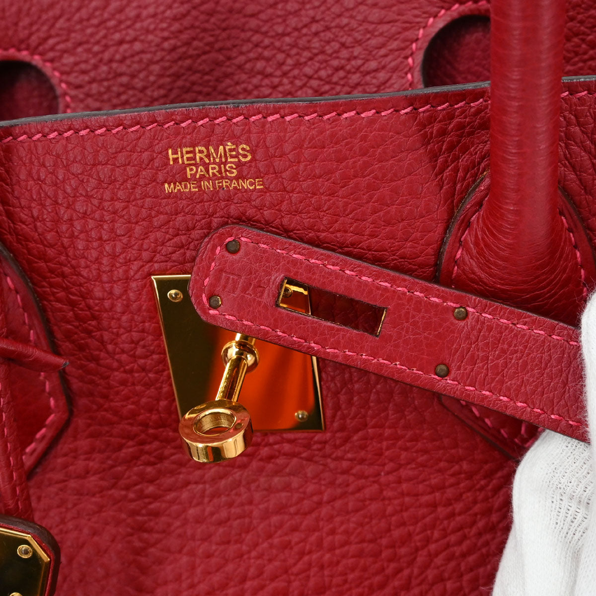 Hermes Rouge Garance Taurillon Clemence Birkin 30 Handbag