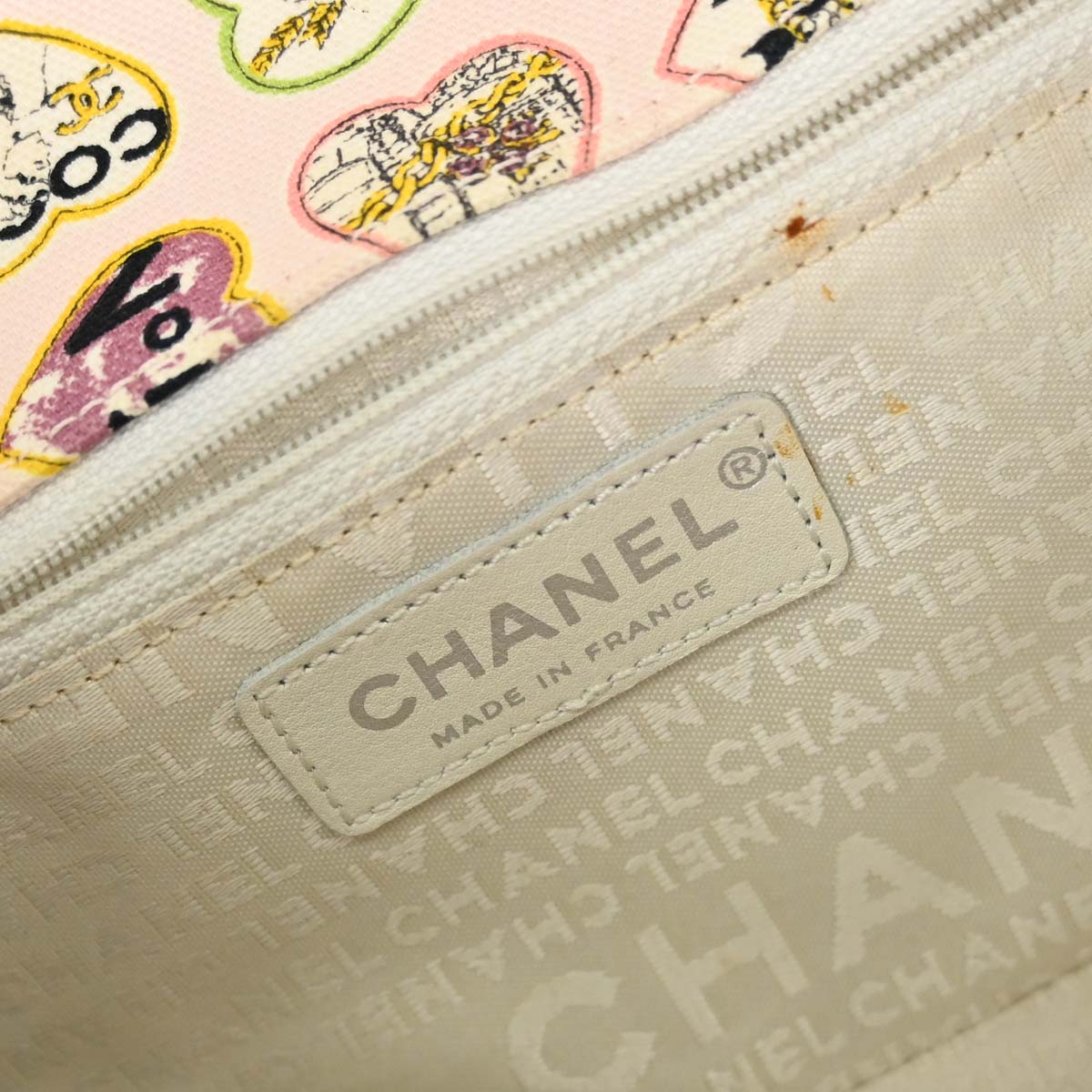 Chanel 2005-2006 Pink Canvas Valentine Single Flap Chain Shoulder Bag