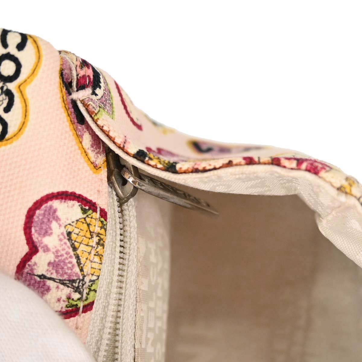 Chanel 2005-2006 Pink Canvas Valentine Single Flap Chain Shoulder Bag