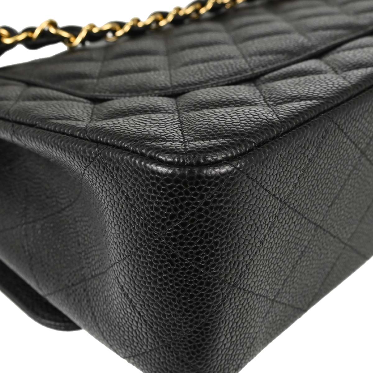 Chanel Black Caviar Skin Jumbo Classic Double Flap Shoulder Bag
