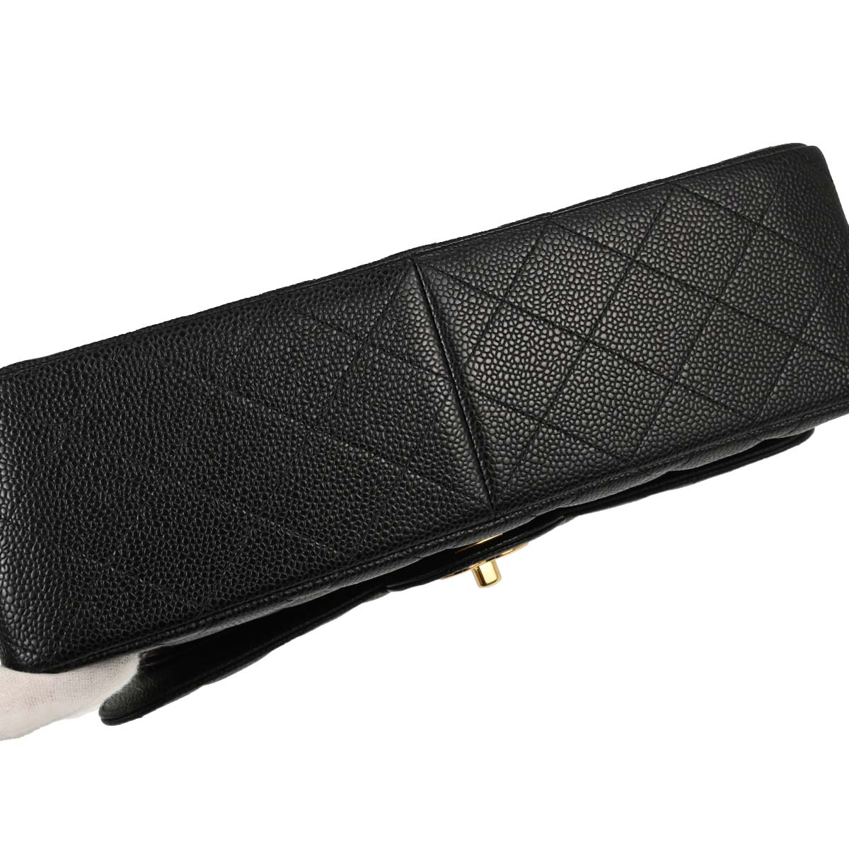 Chanel Black Caviar Skin Jumbo Classic Double Flap Shoulder Bag
