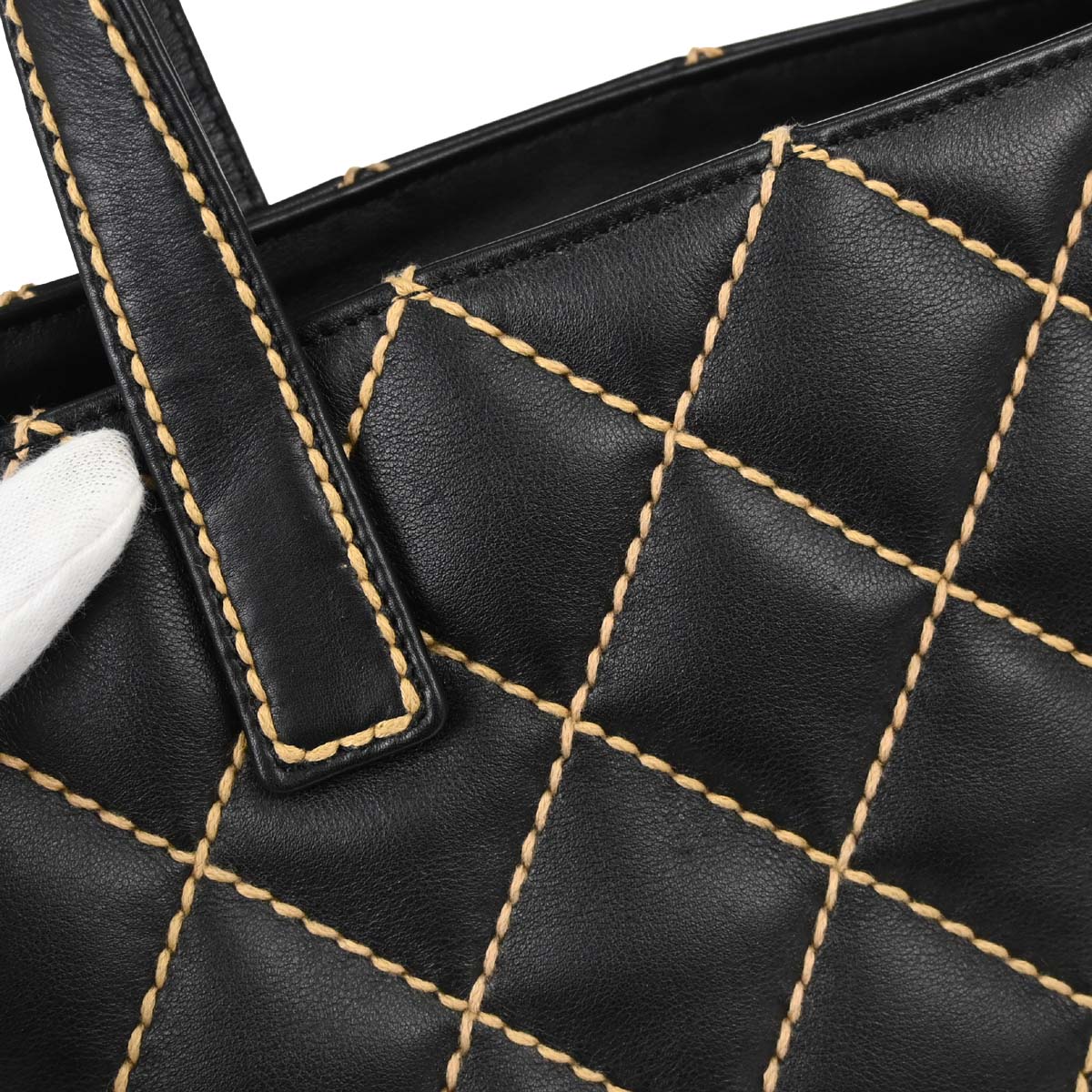 Chanel 2004-2005 Black Calfskin Wild Stitch Handbag
