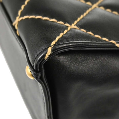Chanel 2004-2005 Black Calfskin Wild Stitch Handbag