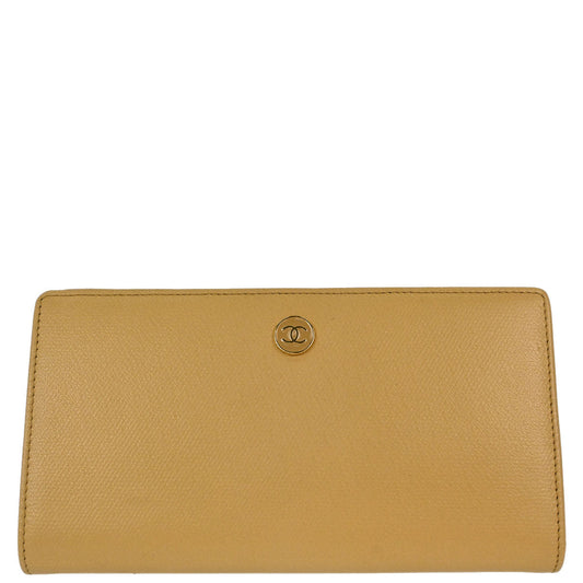 Chanel Beige Calfskin Bifold Long Wallet