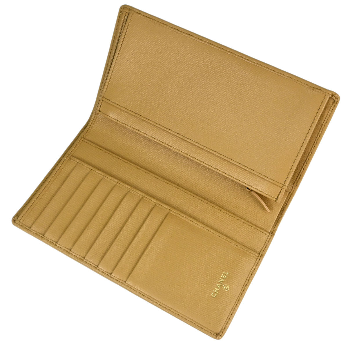 Chanel Beige Calfskin Bifold Long Wallet