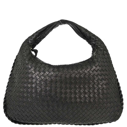 Bottega Veneta Black Lambskin Intrecciato Hobo Handbag