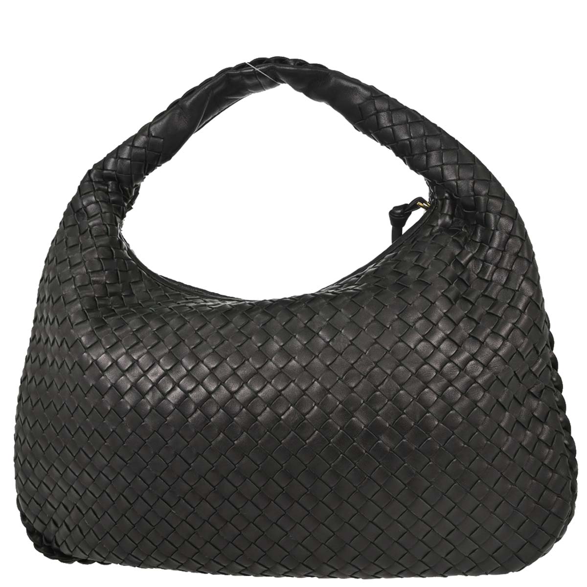 Bottega Veneta Black Lambskin Intrecciato Hobo Handbag