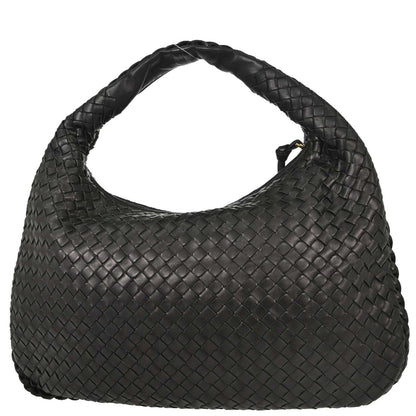 Bottega Veneta Black Lambskin Intrecciato Hobo Handbag