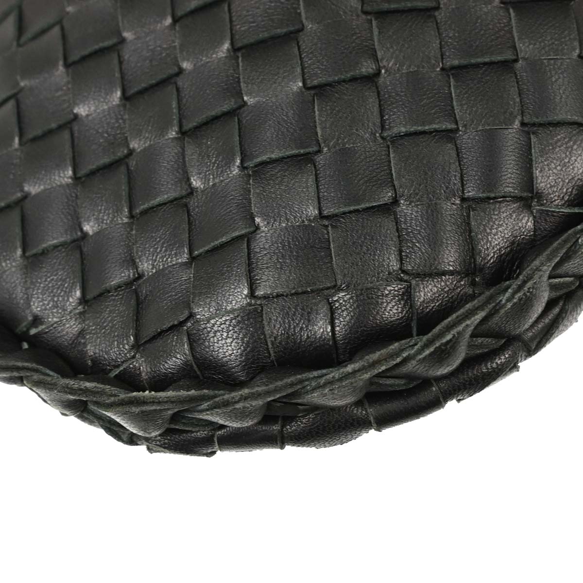 Bottega Veneta Black Lambskin Intrecciato Hobo Handbag