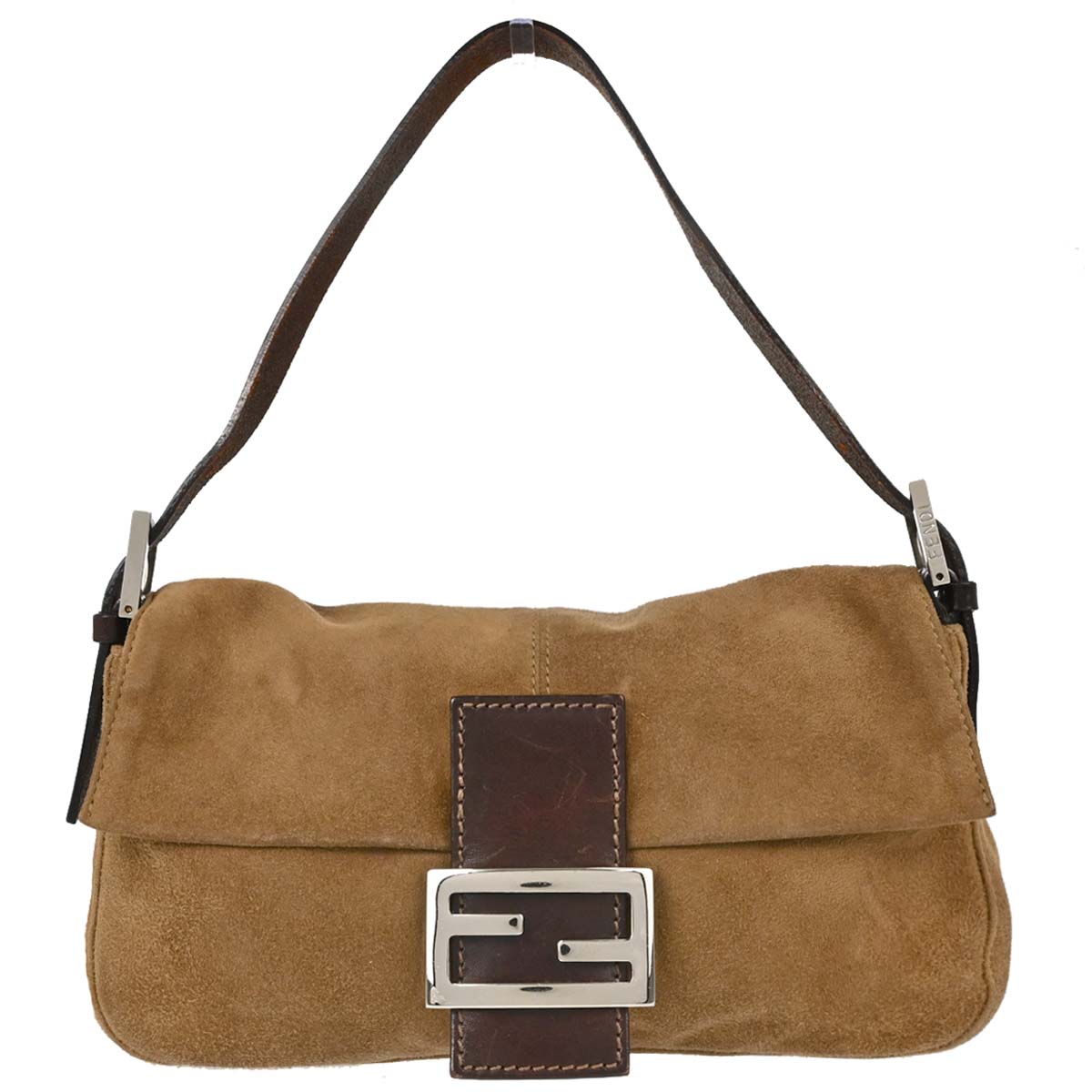 Fendi Brown Suede Baguette Handbag